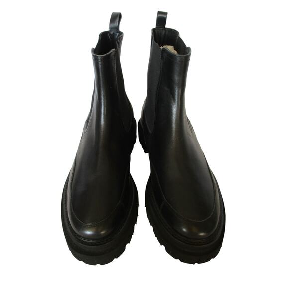 New SEYCHELLES Black Leather Lug Sole Chelsea Ankle Boots Women Sz 8 - Picture 2 of 12